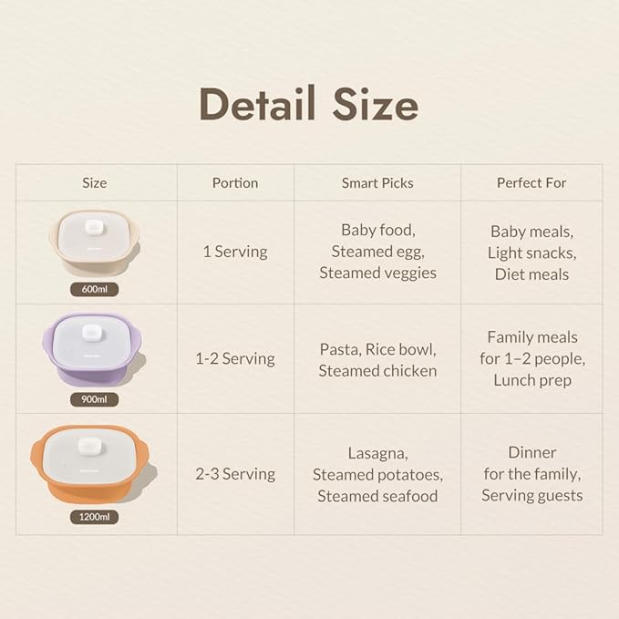 Silicone Multi-Steamer Made in Korea Microwave Steamer for Cooking & Reheating BPA-Free Flexible & Durable (Bijou Beige, 20.29 fl oz)