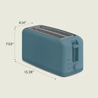 bella 4 Slice Slim Toaster, Fits-anywhere Kitchenware, 6 Setting Shade Control with Reheat & Cancel Buttons, Fits Sourdough, 10” Long Slot, Anti Jam & Auto Shutoff, 900 Watt, Surf