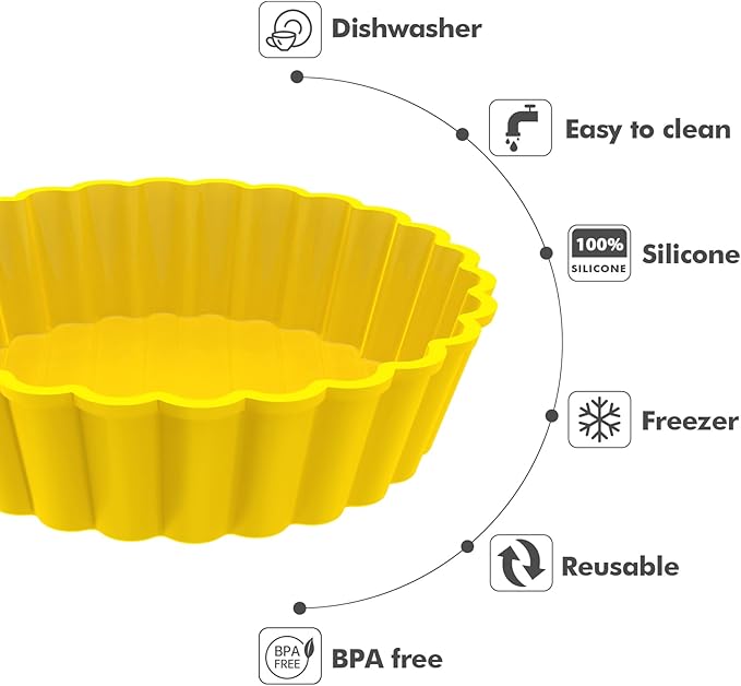 Webake Silicone Mini Tart Pan 4 Inch Non-stick Mini Quiche Molds Small Pie Baking Pan Tart Molds for Baking, Pack of 8