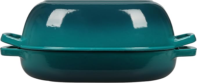 Enameled Cast Iron Oval Dutch Oven Pot with Lid, Dutch Oven for Sourdough Bread Baking, Oval Bread Pan, 7qt, Darkcyan