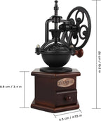 Coffee Grinder,Wooden Coffee Bean Grinder Manual Coffee Grinder Roller, Antique Coffee Mill with Cast Iron Hand Crank for Making Mesh Coffee, Decoration, Best Gift (Brown (six deformation base))