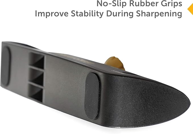 RazorSharp™ Knife Sharpener With Adjustable Angle Guide — Diamond-Coated Ceramic Sharpening Stones for All Knives Including Precision Kitchen, Professional, Chef's Knives — Non-Slip Rubber Edge Grip