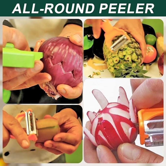 Multifunctional Kitchenware Set,Multifunctional Peeler,A Slicer and a Vegetable Peeler,2025 New Upgrade 2 in 1 Cutter and Julienne Set,Julienne Peeler Vegetable Peeler (Orange)