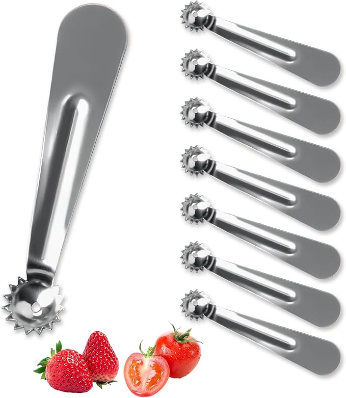 8 PCS Tomato Corer Strawberry Huller Tool,Strawberry Stem Remover,Stainless Steel Fruit Stem Remover for Tomato,Vegetable and Fruit Corers,Perfect for Kitchen