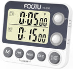 Digital Dual Kitchen Timer with Magnetic Back & Memory Presets, 2 Groups Countdown/Up Stopwatch Timer, 3-Level Volume + LED Alert, On/Off, 100Hr Max for Cooking, Baking (Battery Included)