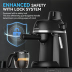 XIXUBX Coffee Machine, 3.5 Bar Espresso & Cappuccino Machine with Steam Wand, Compact Design Coffee Maker for Latte, Safety Lock & Tritan Cups, 800w, Black