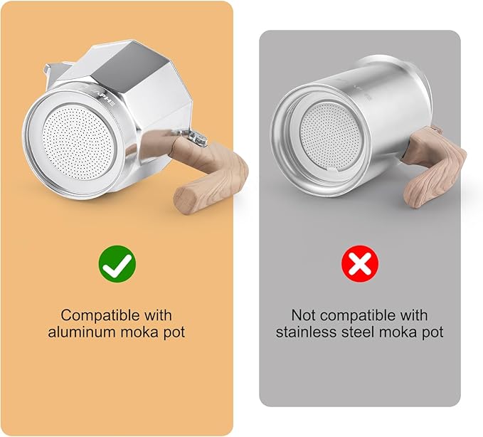 Sivaphe 6 Cups Moka Pot Replacement Infuser Parts Only for Aluminum Italian Stovetop Espresso Coffee Maker, 1 Filter and 3 Silicone Gasket Seals