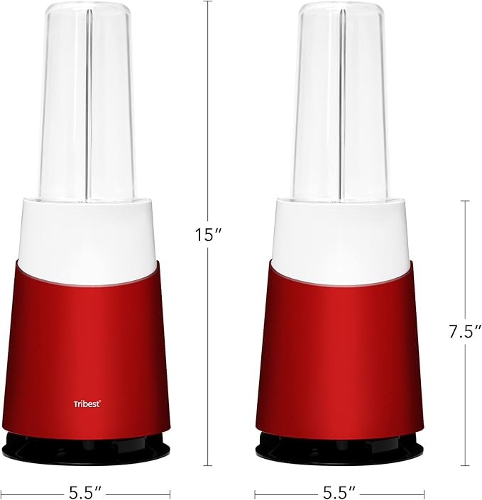Tribest Personal Blender II, Small Portable Blender for Shakes & Smoothies with BPA-Free Cups, Red