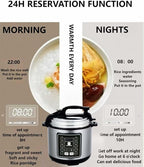 10 In 1 Electric Pressure Cooker With 24-Hour Reservation Function, Slow Cooker, Rice Cooker, Wok, Cake, Yogurt, Etc., 6 L, Stainless Steel/Black.