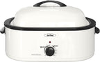 Sunvivi Roaster Oven, Electric Roaster Oven with Self-Basting Lid, 24lb 20-Quart Turkey Roaster with Unique Defrost/Warm Function, Large Roaster with Removable Pan & Rack, Stainless Steel, White