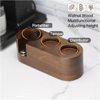 Walnut Wood Coffee Filter Holder, Espresso Tamper Mat Stand, Coffee Maker Support Base Rack, Barista Accessories(Equipped with motor handle)