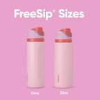Owala FreeSip Insulated Stainless Steel Water Bottle with Straw for Sports and Travel, BPA-Free Sports Water Bottle, 24 oz, Pink, Angel Food Cake