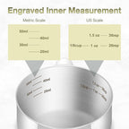 1PCS 1/4Cup (60ml, 2oz) Single Measuring Cup, Etched Inner Scale Stainless Steel Measure Scoop, Metric and US Measurement, Dishwasher Safe