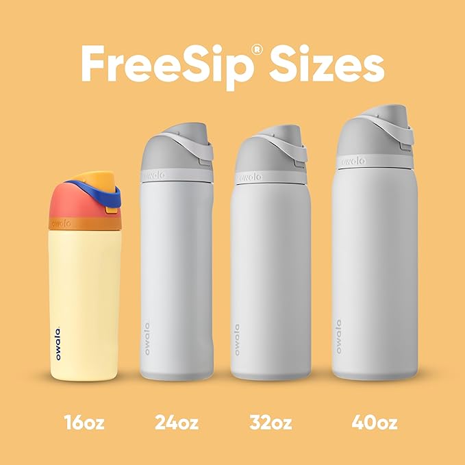 Owala Kids FreeSip Insulated Stainless Steel Water Bottle with Straw for Sports, Travel, and School, BPA-Free Sports Water Bottle, 16 oz, Misty Horizon
