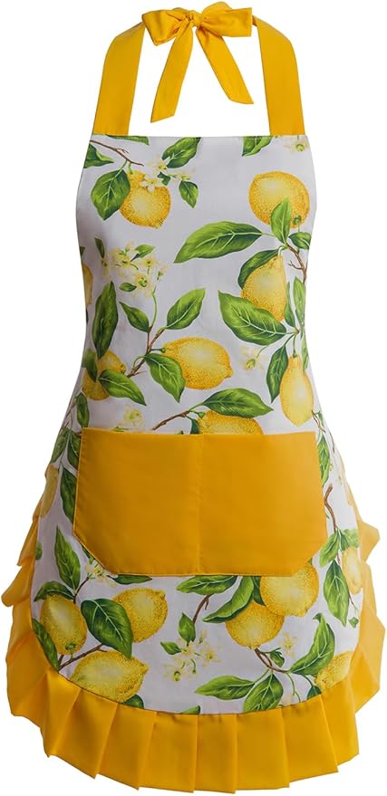 Vintage Floral Apron for Women with Functional Pockets Adjustable Neck Strap for Cooking Baking Mother's Gift