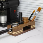 Walnut Wood Coffee Filter Holder, Espresso Tamper Mat Stand, Coffee Maker Support Base Rack, Barista Accessories(Dull)