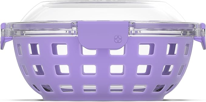 Ello Duraglass Meal Prep Container- Glass Food Storage Container with Silicone Sleeve and Airtight BPA-Free Plastic Lid, Dishwasher, Microwave, and Freezer Safe