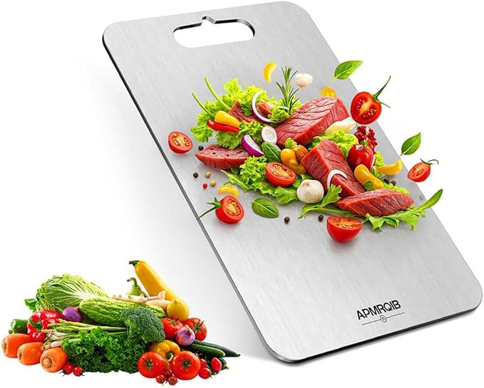 Titanium Cutting Board, 100% Pure Titanium Cutting Boards for Kitchen, Double Sided Non Toxic Cutting Board, Hygiene Durable Dishwasher Safe 10.5”×6.3”