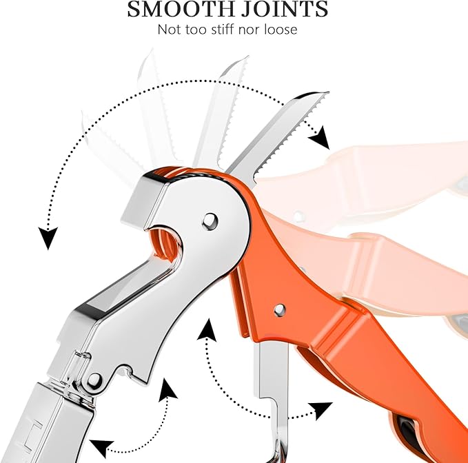 HYZ 2-Pack Wine Opener Waiter Corkscrew, Professional Wine Key for Servers, Bartender with Foil Cutter, Manual Wine Bottle Opener Double Hinged (Orange)
