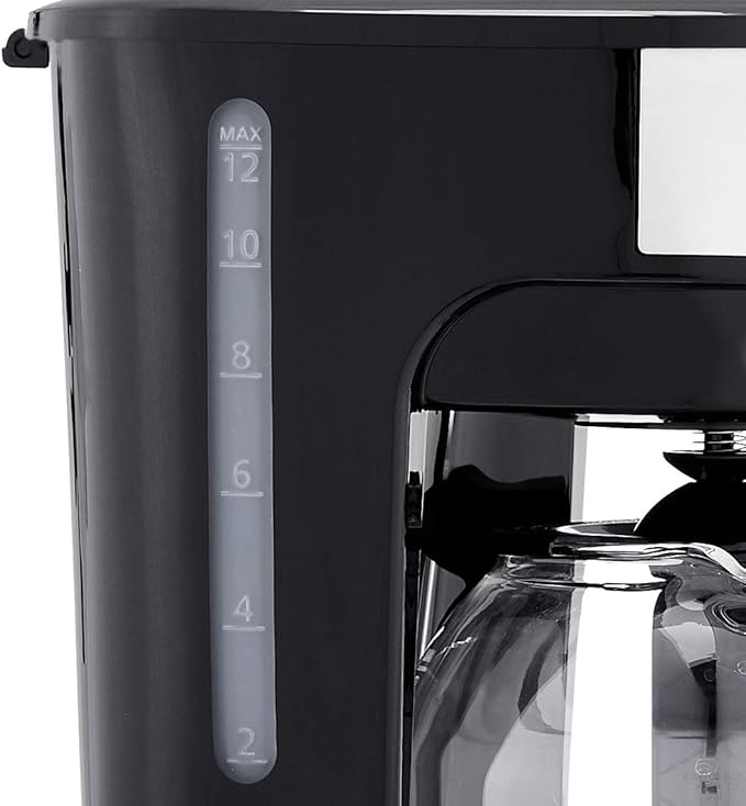 Amazon Basics Coffee Makers, 12-Cup Coffee Machines with Reusable Filter, Coffee Pots, Black & Stainless Steel