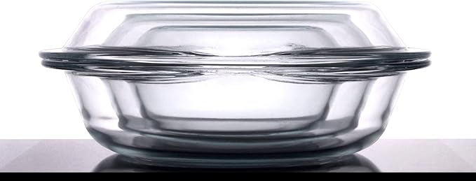 Set of 6 Round Glass Casserole Dishes, Nesting Glass Baking Dish Set with Lid, Oven, Freezer and Dishwasher Safe. - 0.5QT+1QT+1.8QT