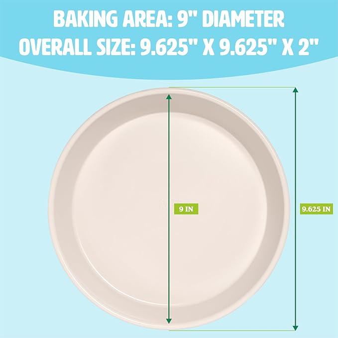 Tasty Clean Ceramic Round Cake Pans Set, 2-Pack of 9-Inch Cake Pans, Durable Aluminized Steel for Professional Results, Clean Ceramic Nonstick Coating, Oven Safe to 425°F, Dishwasher Safe, Aqua