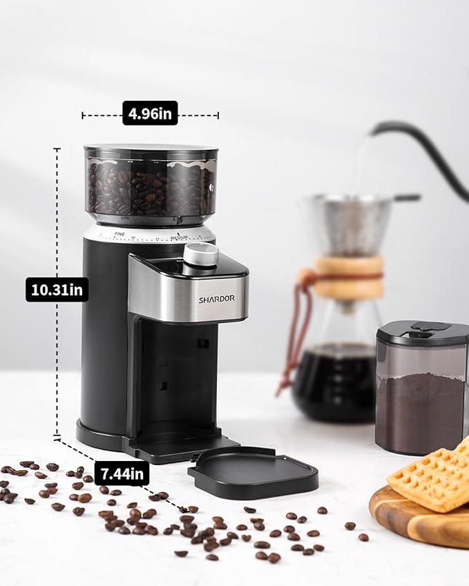 SHARDOR Electric Burr Coffee Bean Grinder for Home Use, 40 Grind Settings with 50-Second Adjustable Timer, One-Touch Espresso Grinder, Black