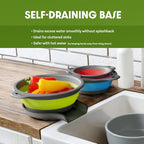 Gevoli Collapsible Colanders with Self-Draining Base for Edge of Sink, Food Strainers (Small/Med/Large), Nested Design for Easy Storage (Red, Blue, Green) (4PC Set)