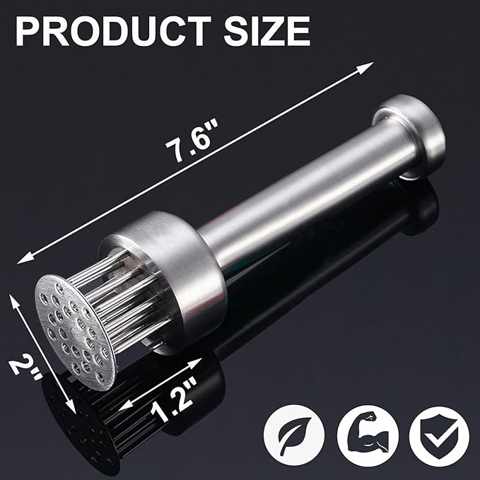 Meat Tenderizer Stainless Steel with Sharp Needles for Steak Chicken Pork Fish, Suitable Meat Tenderizer Tool with Cleaning Brush for BBQ or Kitchen