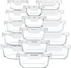 30 Pieces Glass Food Storage Containers with Upgraded Snap Locking Lids,Glass Meal Prep Containers Set - Airtight Lunch Containers, Microwave, Oven, Freezer and Dishwasher Friendly (White)