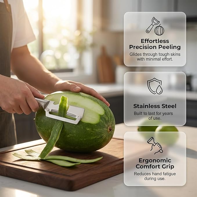 Multi-Functional Vegetable Peeler for Kitchen, 2026 New Vegetable Peeler with Wooden Handle and Bottle Opener, 2 in 1 Stainless Steel Kitchen Tool for Fruit Apple Potato Pumpkin Slicer (black, 1PCS)