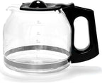 12-Cup Replacement Glass Coffee Carafe Compatible with Black and Decker Coffee maker Model CM0915BKD, Black Handle with Extra Lid, Product Height: 5.9 inch.