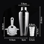 SKY FISH Barware Set 3-Piece Stainless Steel Bartender Kit - Cocktail Shaker, Jigger with Measurements, Hawthorn Strainer - Suit for Home Bars & Professional Mixologists