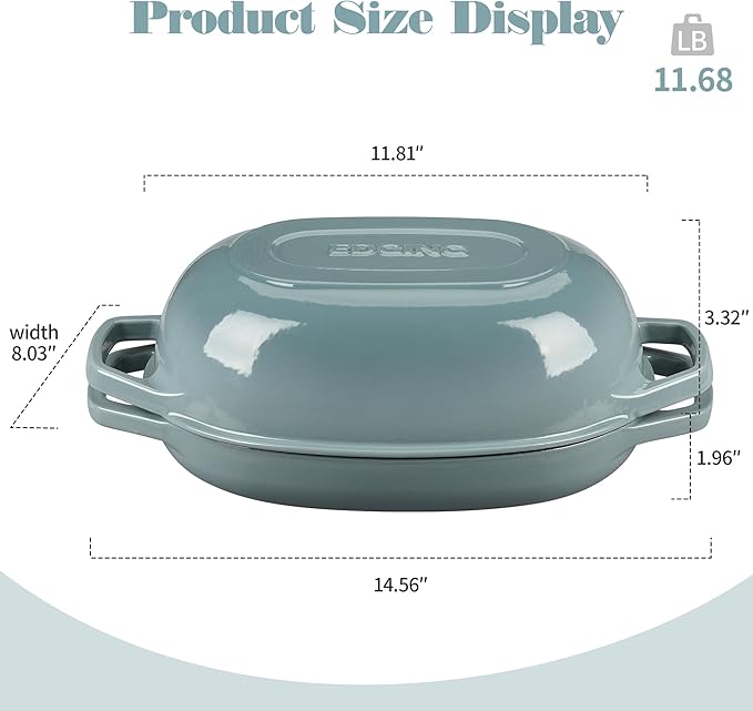 Enameled Cast Iron Oval Dutch Oven Pot with Lid, Dutch Oven for Sourdough Bread Baking, Oval Bread Pan, 5qt, Seasalt