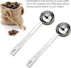 2-piece stainless steel tablespoon measure spoon, coffee scoop 1 tablespoon, long handle coffee scoop suitable for coffee powder and coffee making (silver-2pcs-15ml)