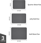 LISI 3-Piece Nonstick Baking Sheet Set – 16"x12", 15"x10", 13"x9" Carbon Steel Cookie Sheet Pan Set, Baking Trays for Oven, Heavy-Duty Bakeware for Home Kitchen
