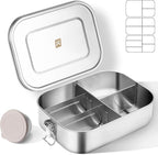 GOLDEN KEY 47QZ Stainless Steel Bento Box with 5 Compartments,1400ml Large & Thickened Metal Lunch Box for Kids or Adults,Eco-friendly Leak-Proof Container with Lockable Clips