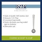 RSVP International Coffee Scoop Collection, 1-1/2 Tablespoon, Clip, Stainless Steel