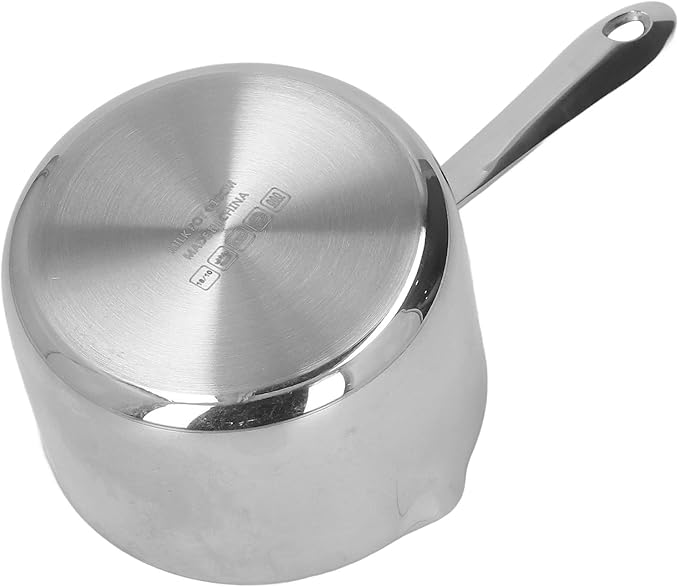 Butter Warmer, 0.5Qt/300ml Mini Milk Warmer Pot Stainless Steel Coffee Pots Saucepan Butter Melting Pot with Dual Pour Spout for Coffee Tea Soup Warming