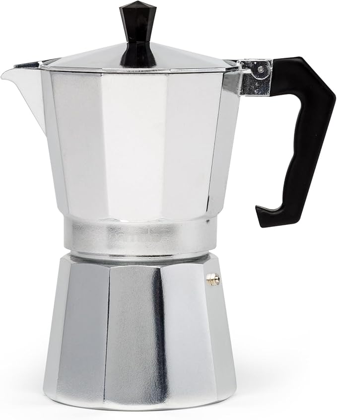 Primula Classic Stovetop Espresso and Coffee Maker, Moka Pot for Italian and Cuban Café Brewing, Greca Coffee Maker, Cafeteras, 6 Espresso Cups, Silver