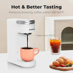 CHULUX Slim Single Serve Coffee Maker for K Pod, One Cup Coffee Maker Fits 7.3" Travel Mugs, Coffee Machine with 6 to 12oz Brew Sizes, Pearl White