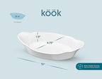 Au Gratin Baking Dishes, Ceramic, by Kook, for Casseroles, Lasagna & Cobblers, Individual Serving, Set of 2, Oven, Microwave & Dishwasher Safe Bakeware, 18 oz, Ivory
