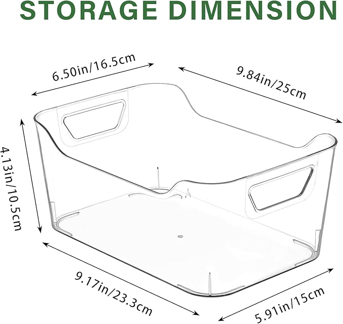 12 Pack Clear Plastic Storage Bins, Pantry Organizers and Storage, Clear Pantry Organizer Bins, Plastic Containers with Handle for Kitchen,Freezer,Cabinet,Closet,Bathroom Under Sink Storage
