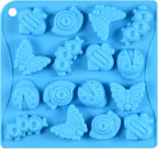 Joyeee 16 Cavity Insect Silicone Mold, 1 Pcs Butterfly Snail Ladybug Bee Bug Chocolate Candy Mold, Insects Cake Muffin Ice Cube Soap Crayon Wax Melt Mold Tray, Reusable Silicone Mold Resin, 26 CM