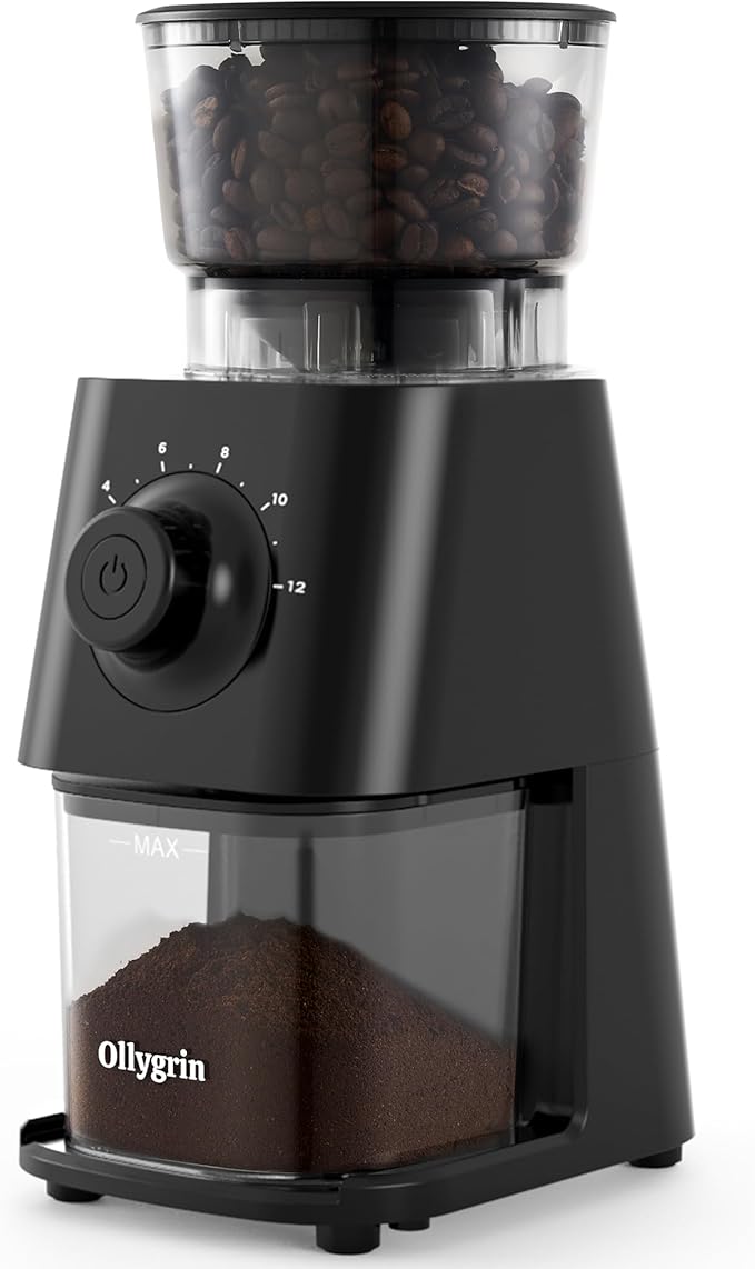 Ollygrin Coffee Grinder Electric, Conical Burr Coffee Bean Grinder with 30 Grind Settings