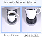 Elevate Anti-Splash Cup Riser Stand Accessory for most Keurig K-cup, Cuisinart Single Serve, and other Coffee Makers, Adjustable for Cup Size and Drip Tray Type (Black with Blue Base)