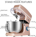 VIVOHOME 7.5 Quart Stand Mixer, 660W 6-Speed Tilt-Head Kitchen Electric Food Mixer with Beater, Dough Hook, Wire Whip, and Egg Separator, Champagne