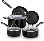Cook N Home Pots and Pans Nonstick Kitchen Cookware Sets include Saucepan Frying Pan Stockpots 8-Piece, Heavy Gauge, Stay Cool Handle, Black