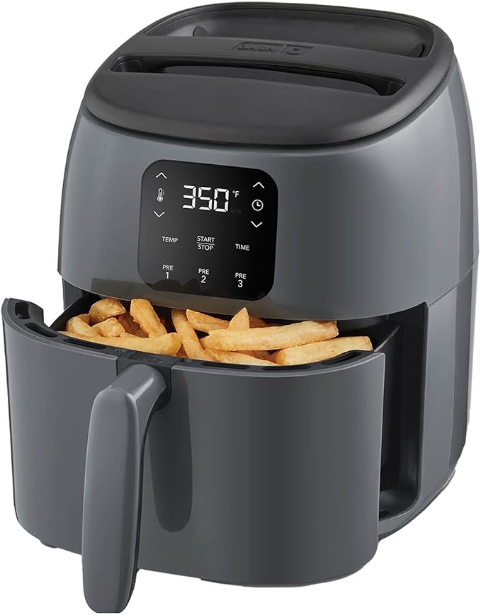 Dash Digital Tasti-Crisp™ Air Fryer - Compact Electric Digital Fryer With Auto Shut-Off Feature - Ideal for Small Spaces - AirCrisp® Technology - 2.6 Quarts - Cool Grey
