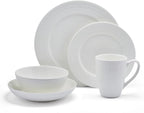 Mikasa Levi 40 Piece Bone China Dinnerware Set, Embossed Plates Bowls, Chip-Resistant, Lightweight, Elegant and Durable, Service for 8, White
